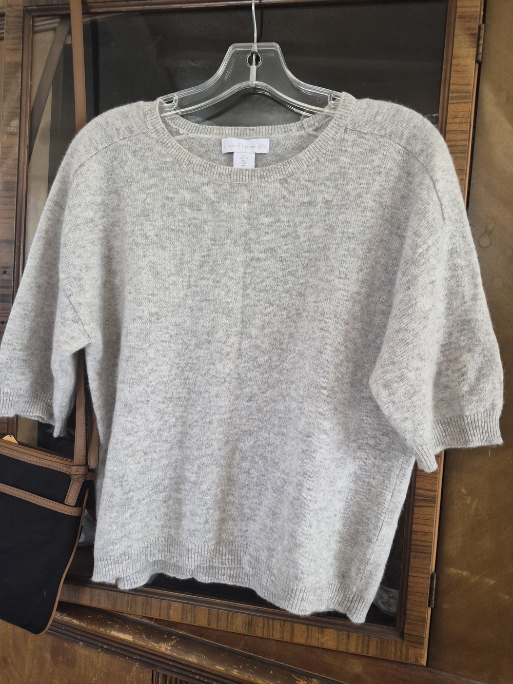 House Of Harlow Gray 100% Cashmere Short-Sleeve Sweater L